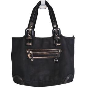 Tumi Black Nylon Buckle Tote Bag Leather Trim Plus Interior Pouch